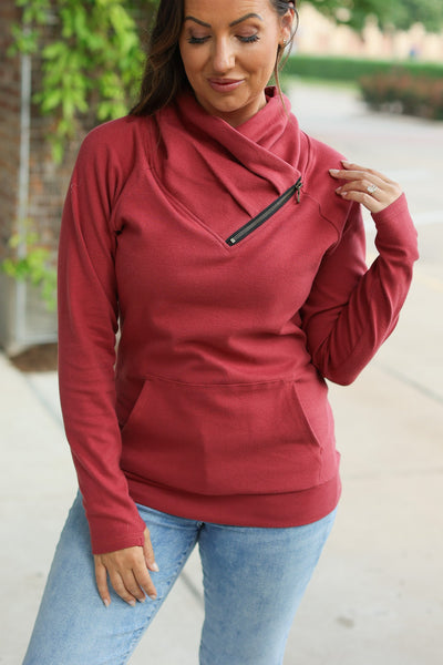 Classic Zoey Zip Cowl Sweatshirt - Brick