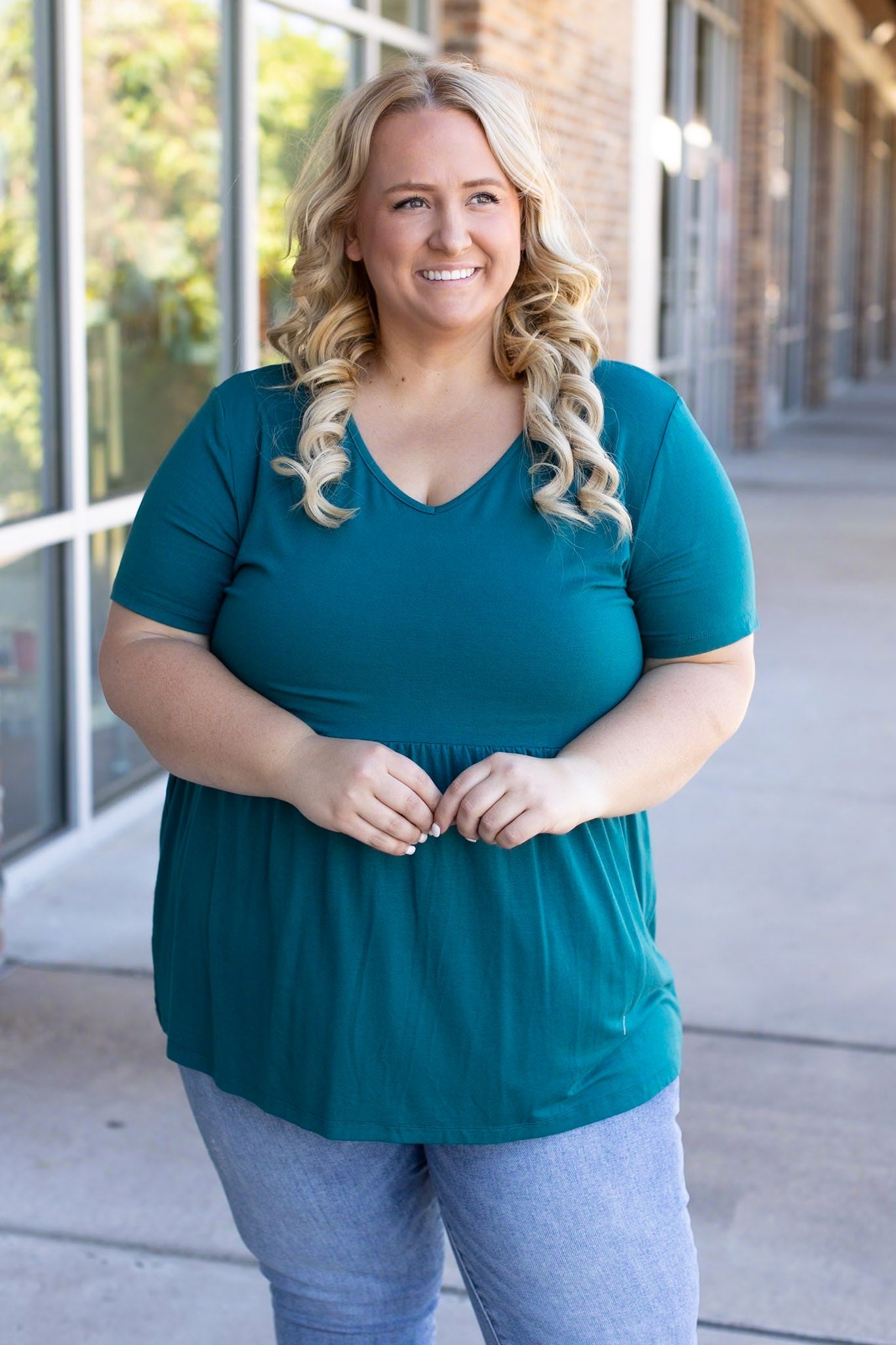 Sarah Ruffle Top - Teal