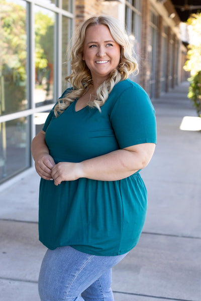 Sarah Ruffle Top - Teal