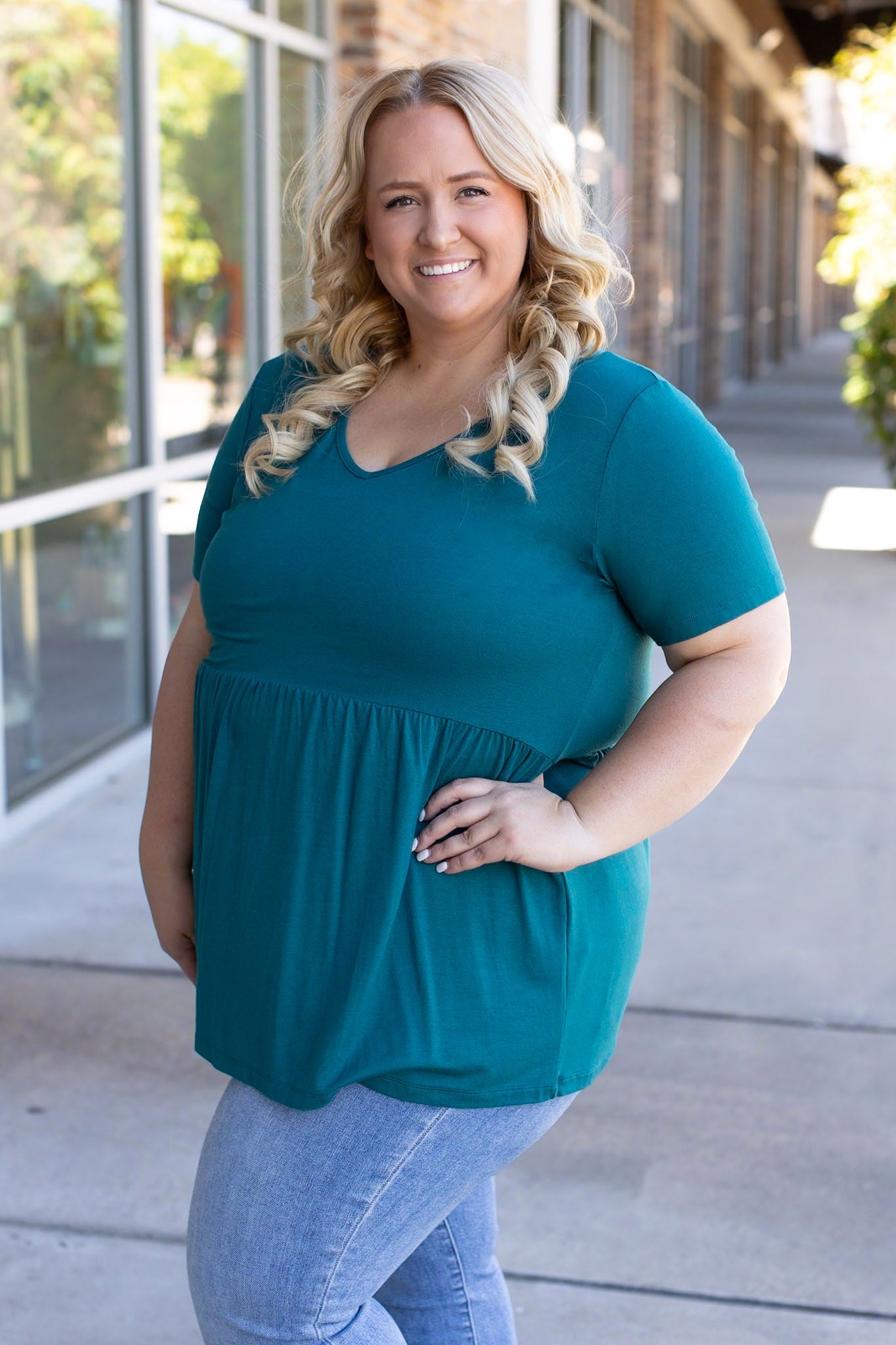 Sarah Ruffle Top - Teal