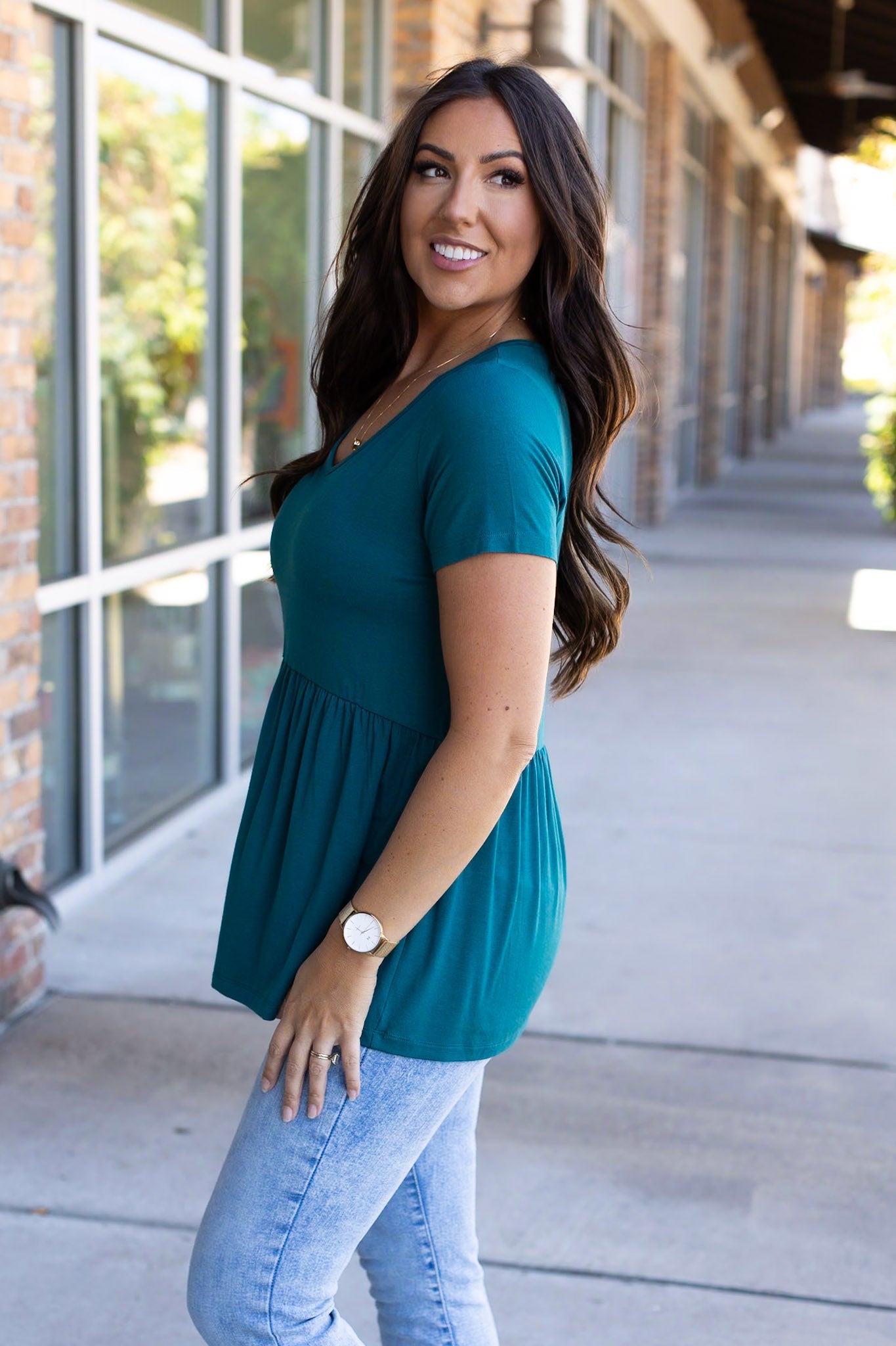 Sarah Ruffle Top - Teal