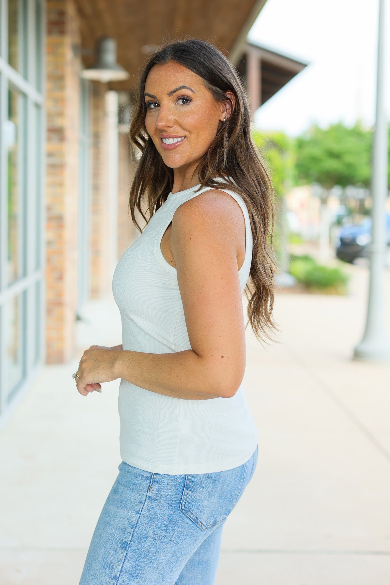 Tara Ribbed Tank - White