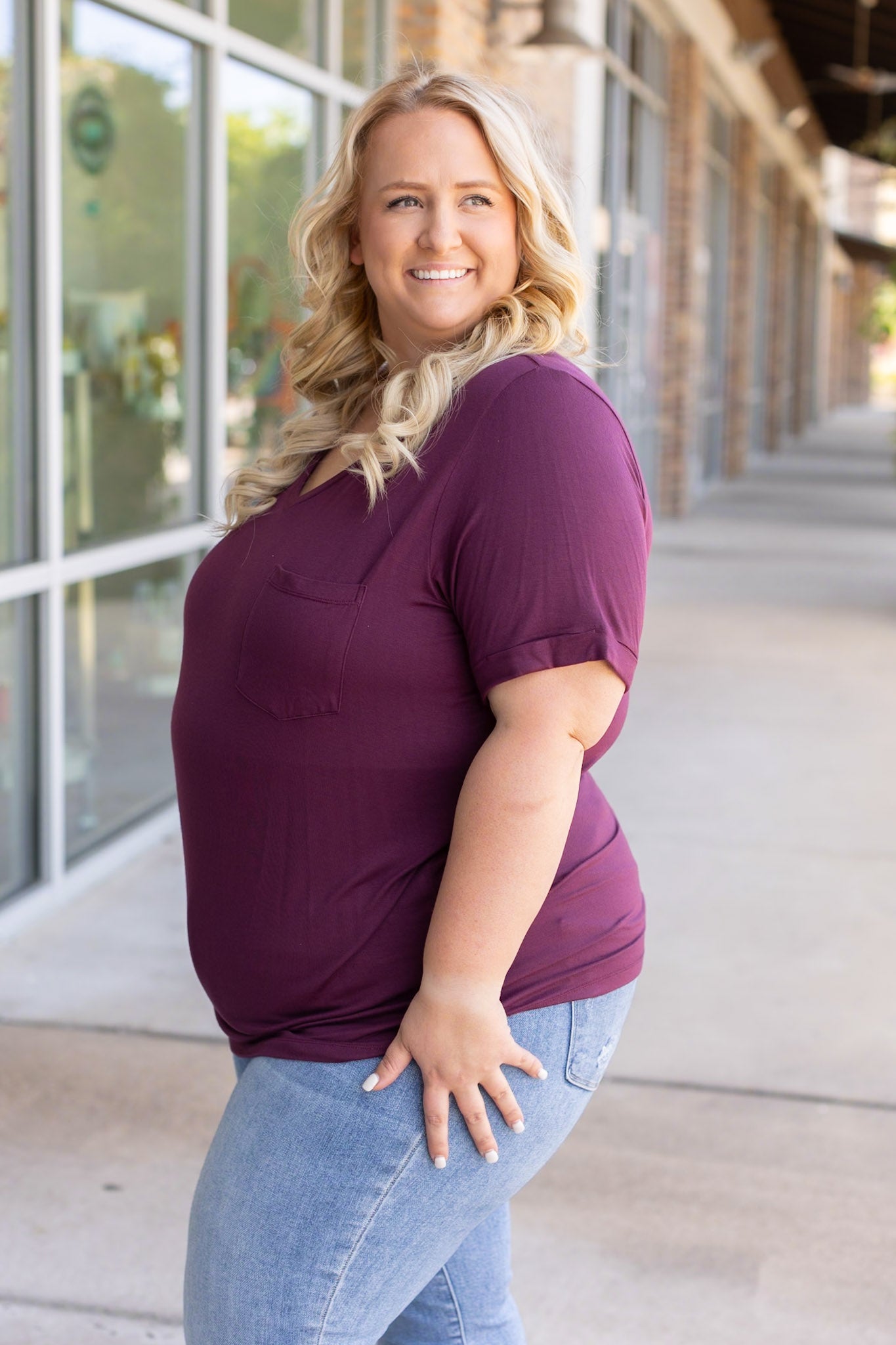 Sophie Pocket Tee - Burgundy