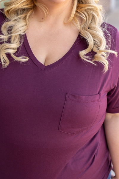 Sophie Pocket Tee - Burgundy