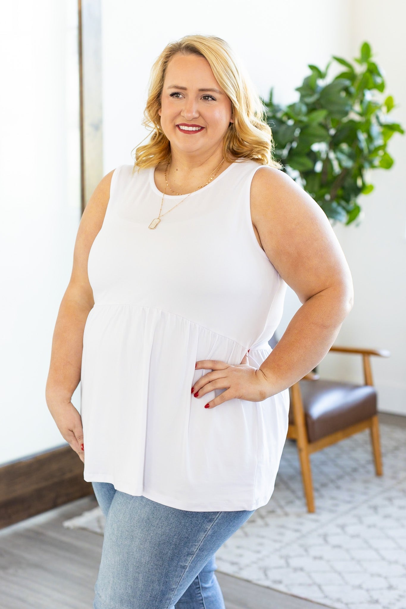 Renee Ruffle Tank - White