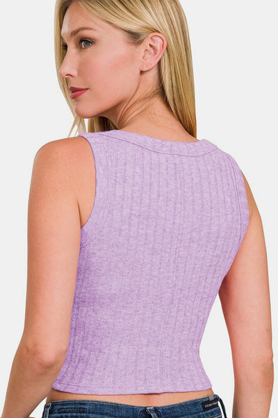 Ribbed Cropped Tank in Lavender