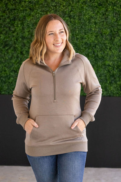 Scuba Half Zip Hoodie - Mocha