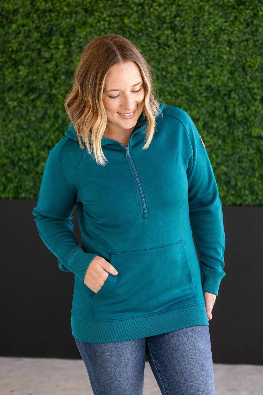 Scuba Half Zip Hoodie - Teal