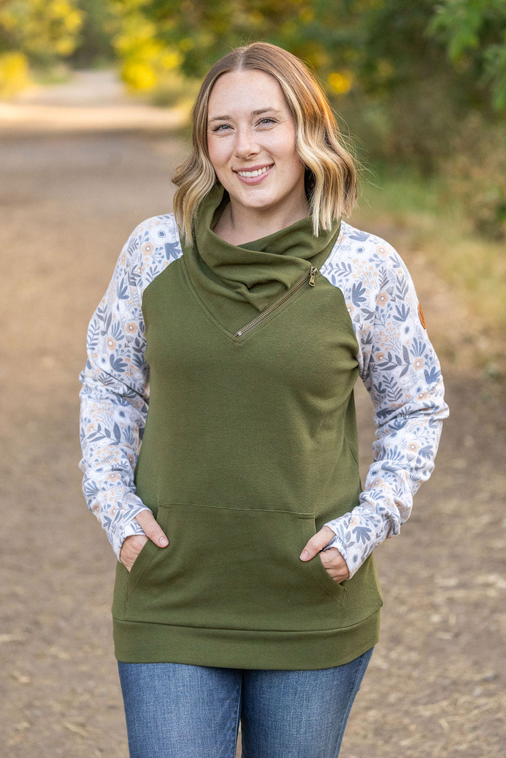 Zoey Zip Cowl - Olive and Boho Floral