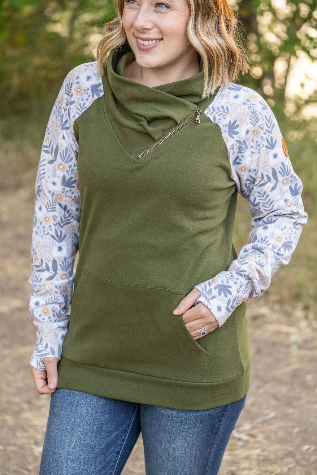 Zoey Zip Cowl - Olive and Boho Floral