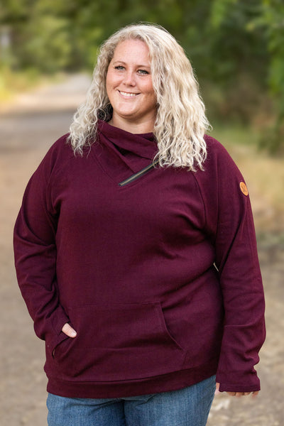 Classic Zoey Zip Cowl Sweatshirt - Burgundy