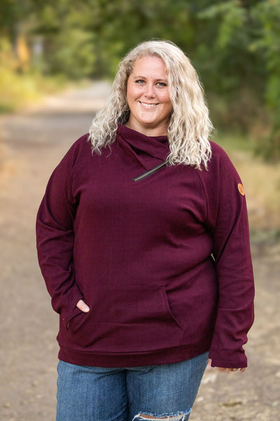 Classic Zoey Zip Cowl Sweatshirt - Burgundy