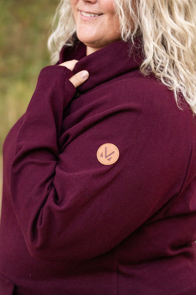 Classic Zoey Zip Cowl Sweatshirt - Burgundy