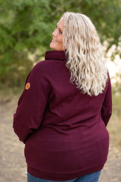 Classic Zoey Zip Cowl Sweatshirt - Burgundy