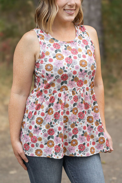 Renee Ruffle Tank - Fall Boho Floral