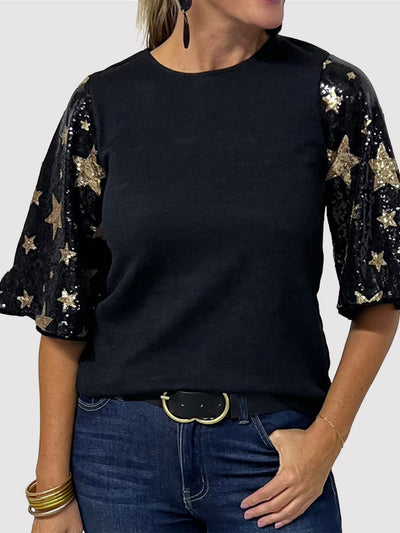 Make A Wish Sequin Sleeve Blouse