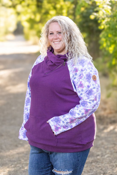 Zoey Zip Cowl - Plum and Purple Floral