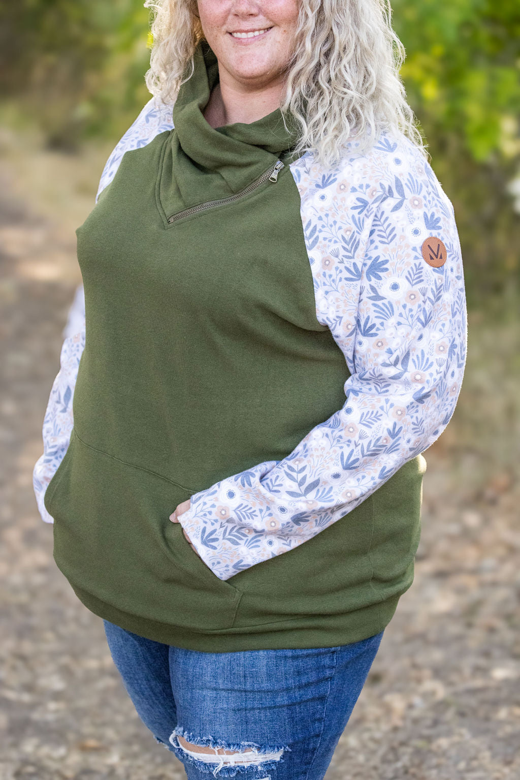 Zoey Zip Cowl - Olive and Boho Floral