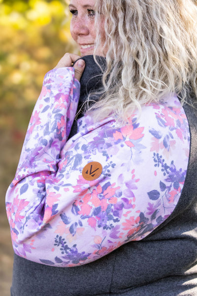 Zoey Zip Cowl - Charcoal and Fall Floral Leaves