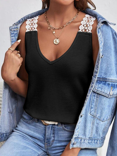 Lace Detail V-Neck Tank *5 colors*