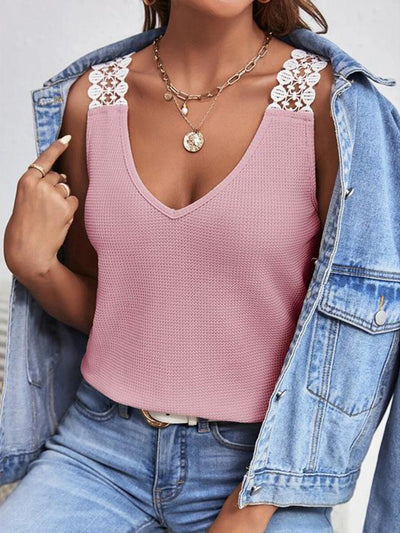 Lace Detail V-Neck Tank *5 colors*