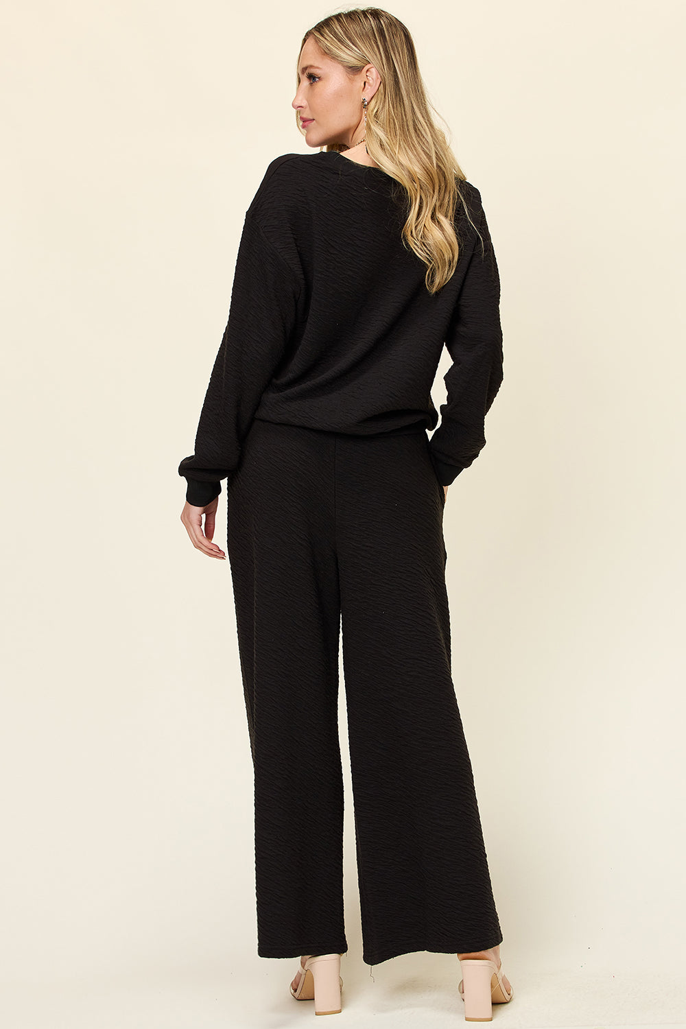 Texture Long Sleeve Top and Pants Set