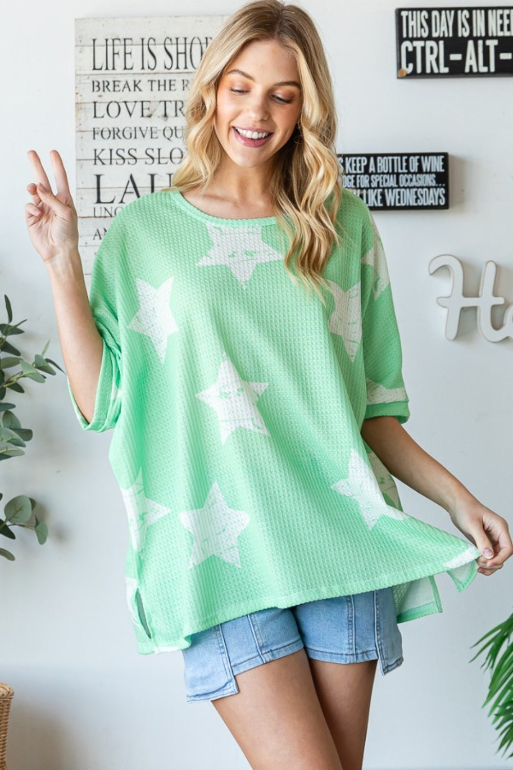 Make a Wish Oversized Tee in Green