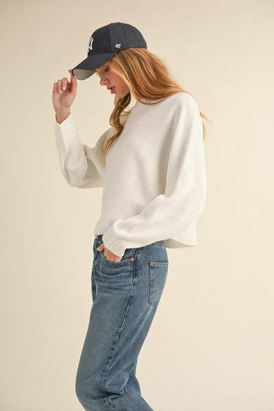 Mable Dolman Sleeve Cropped Sweater - Off White