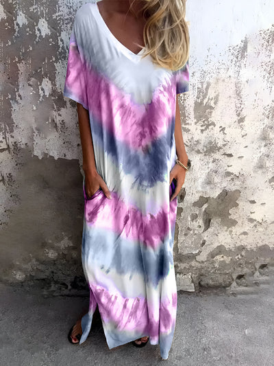 Feeling Beachy Tie-Dye Short Sleeve Maxi