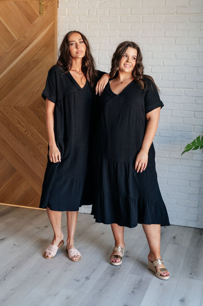 Always Learning Dolman Sleeve Dress in Black