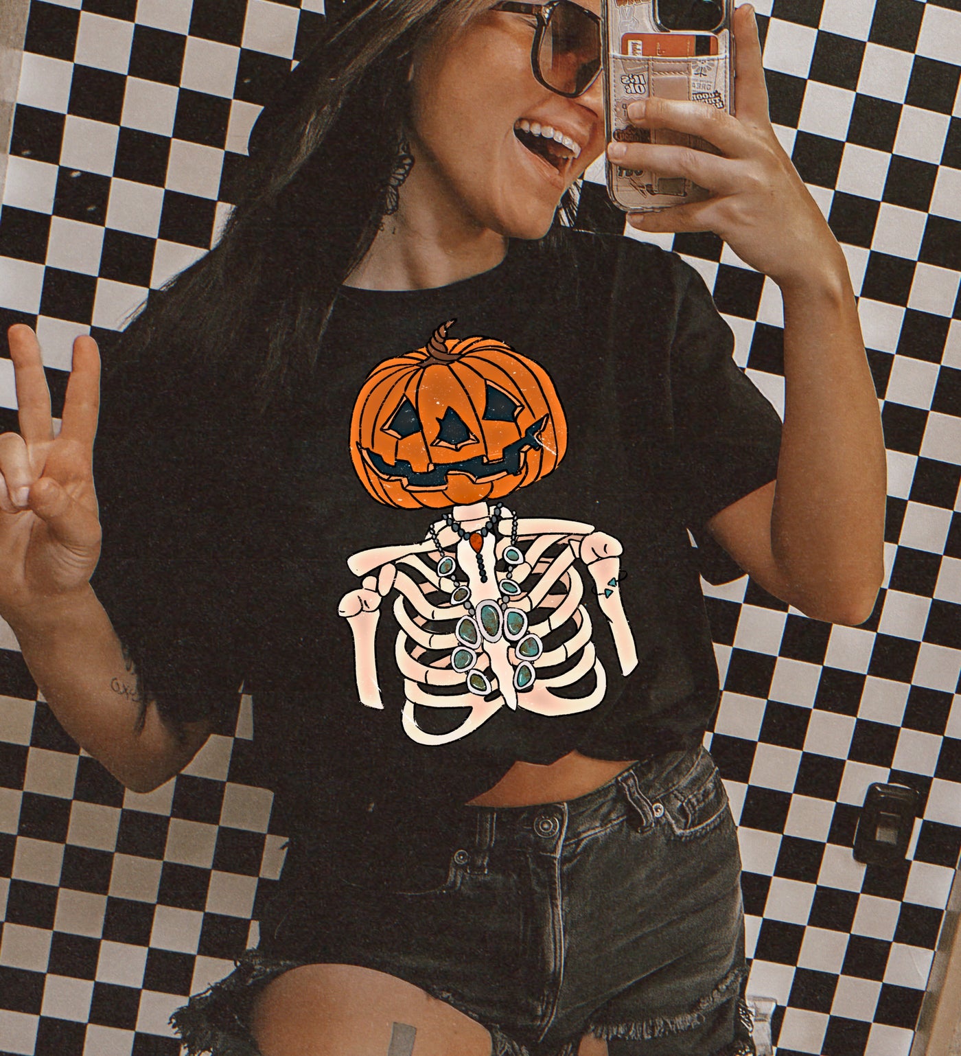 Pumpkin Skeleton Graphic Tee