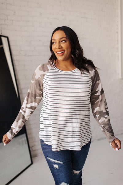 Camo & Stripes Raglan Top