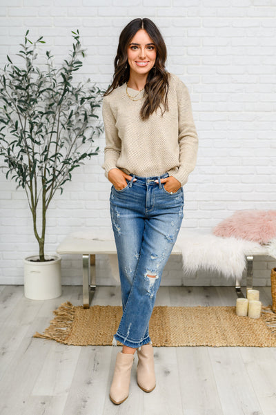 Chai Latte V-Neck Sweater in Oatmeal