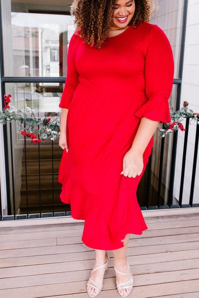 Cloudy Skies Dress in Crimson