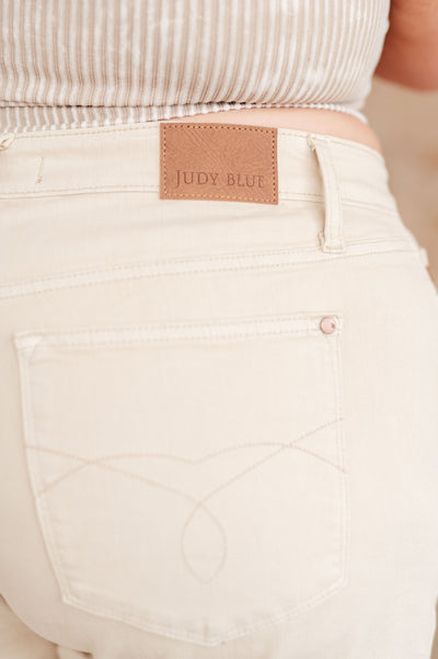 Judy Blue Greta High Rise Garment Dyed Shorts in Bone