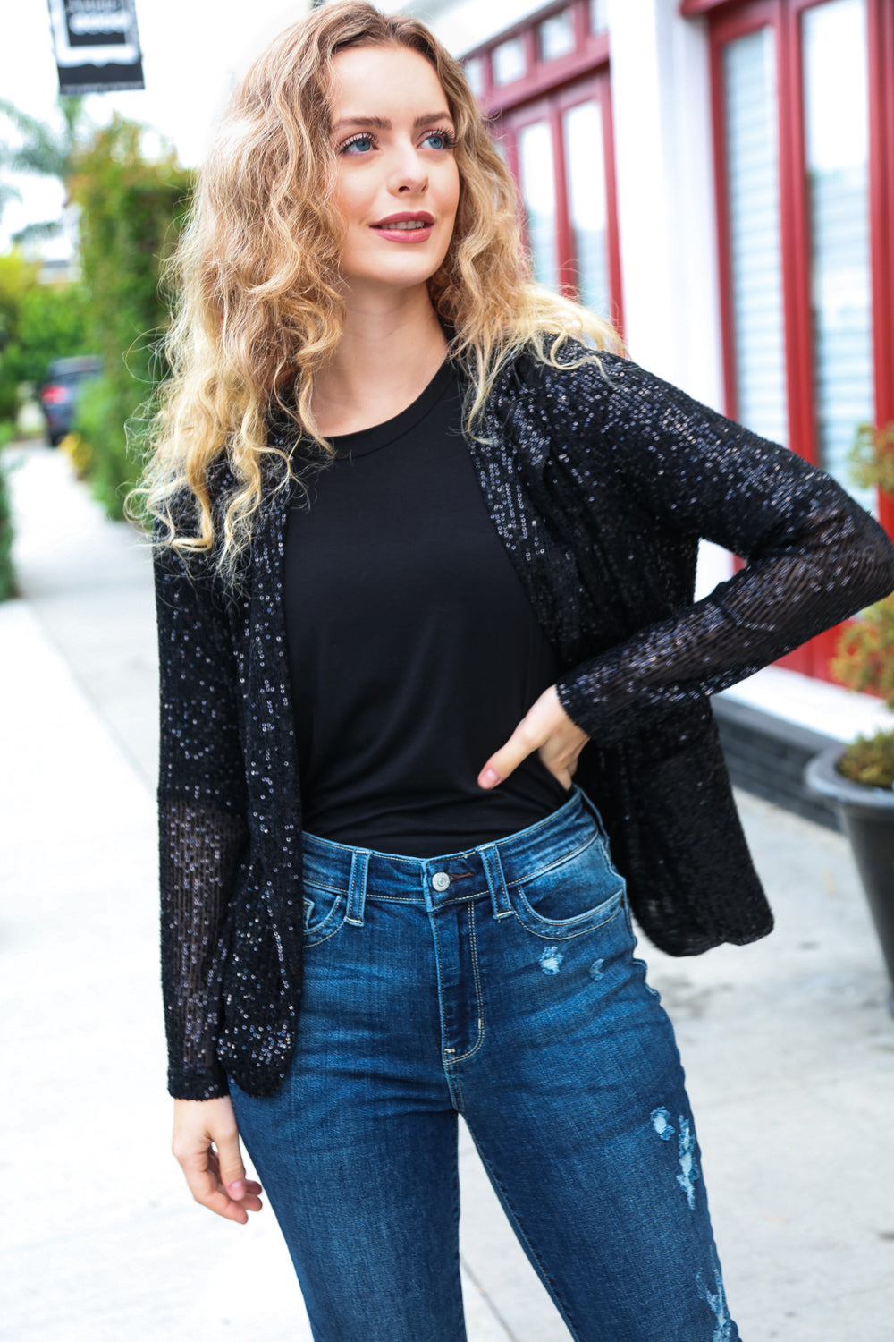 Be Your Own Star Sequin Blazer in Black