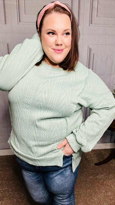 Back to Basics Jacquard Pullover in Sage