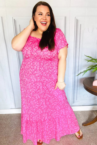 Perfectly You Maxi Dress in Fuchsia Floral