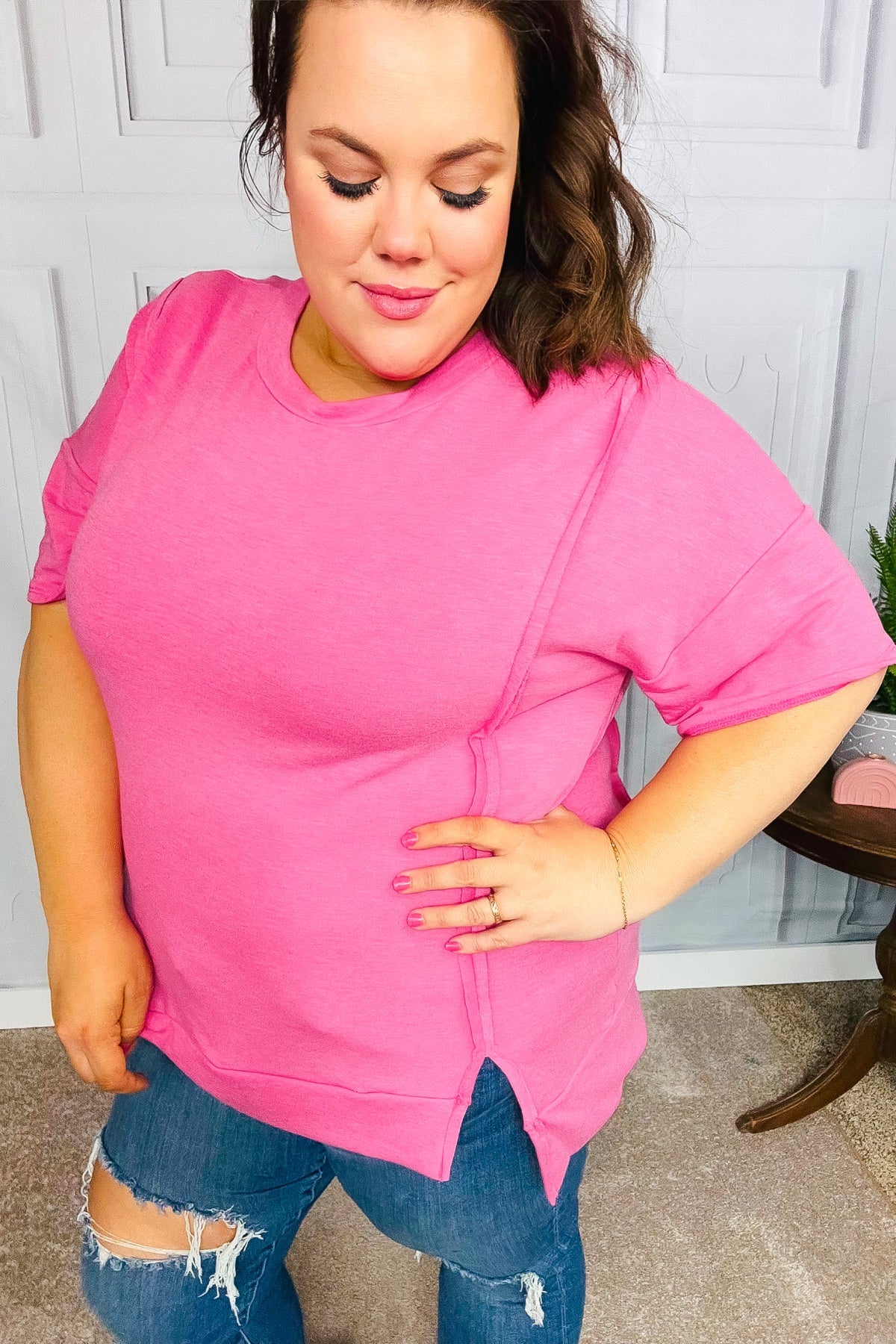 Perfectly Poised Top in Hot Pink