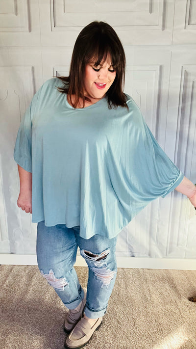 Call On Me Dolman Modal Top in Aqua