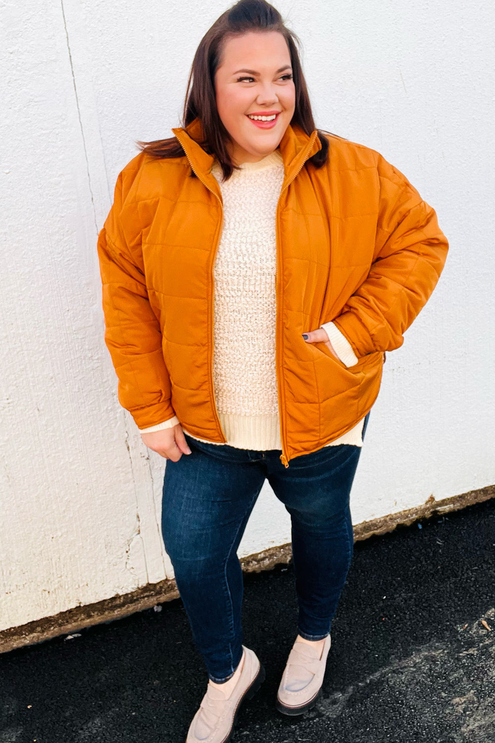 Eyes On You Puffer Jacket in Butterscotch