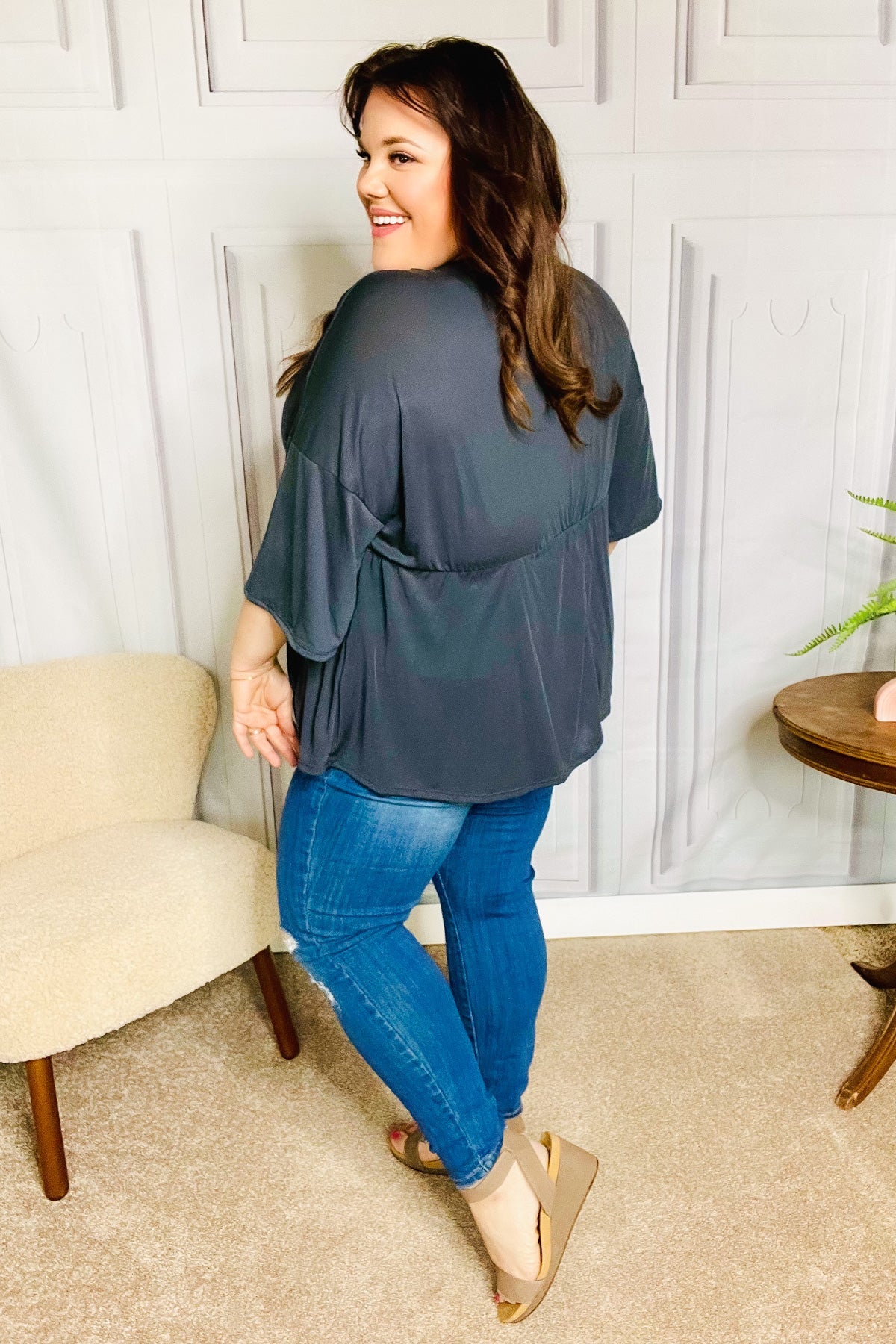 Easy To Love Modal Top in Charcoal