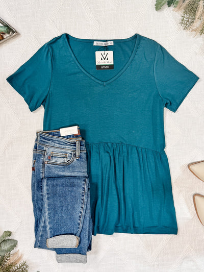 Sarah Ruffle Top - Teal