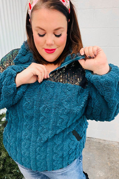 Going With You Sequin & Sherpa Pullover