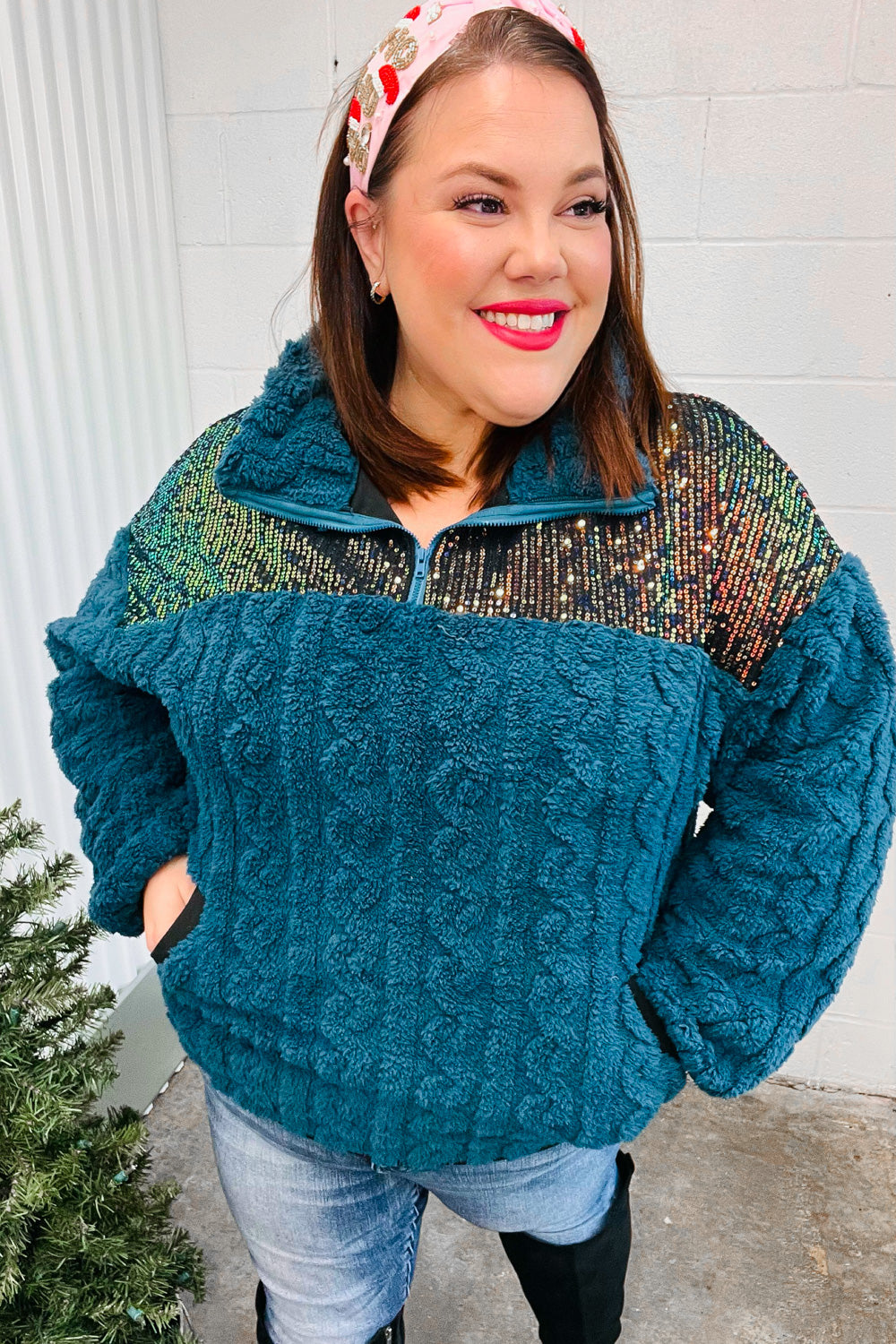 Going With You Sequin & Sherpa Pullover