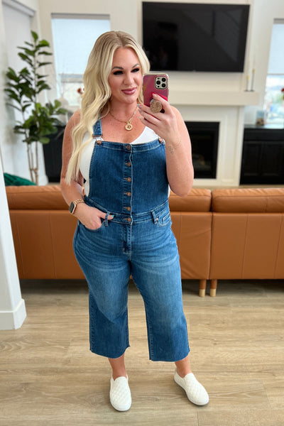 Judy Blue Priscilla High Rise Crop Wide Leg Denim Overalls