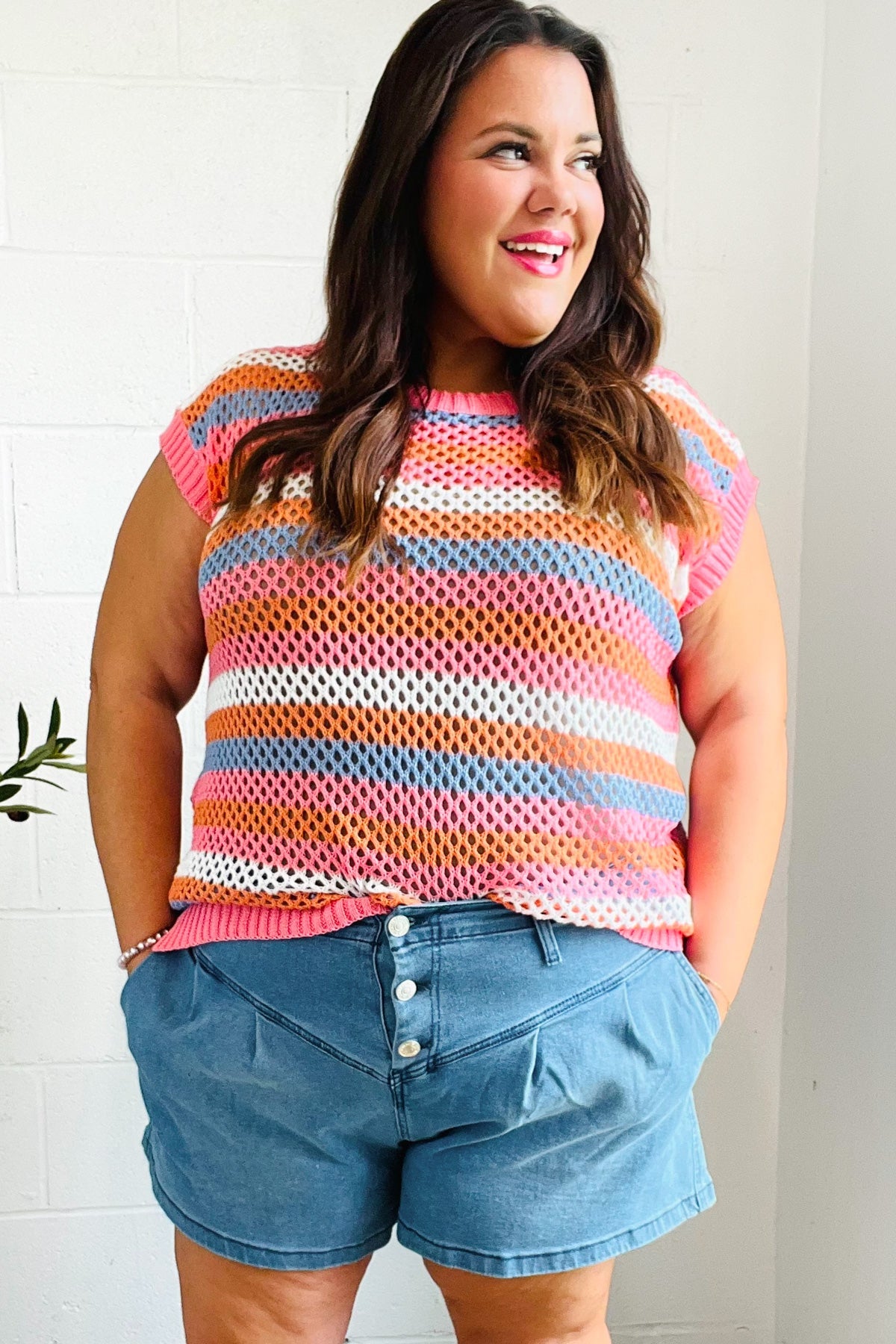 Pretty In Pink & Blue Sweater Top