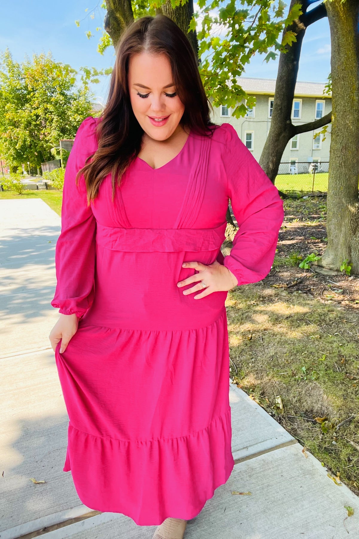 Beautiful You Pintuck Maxi Dress - Berry