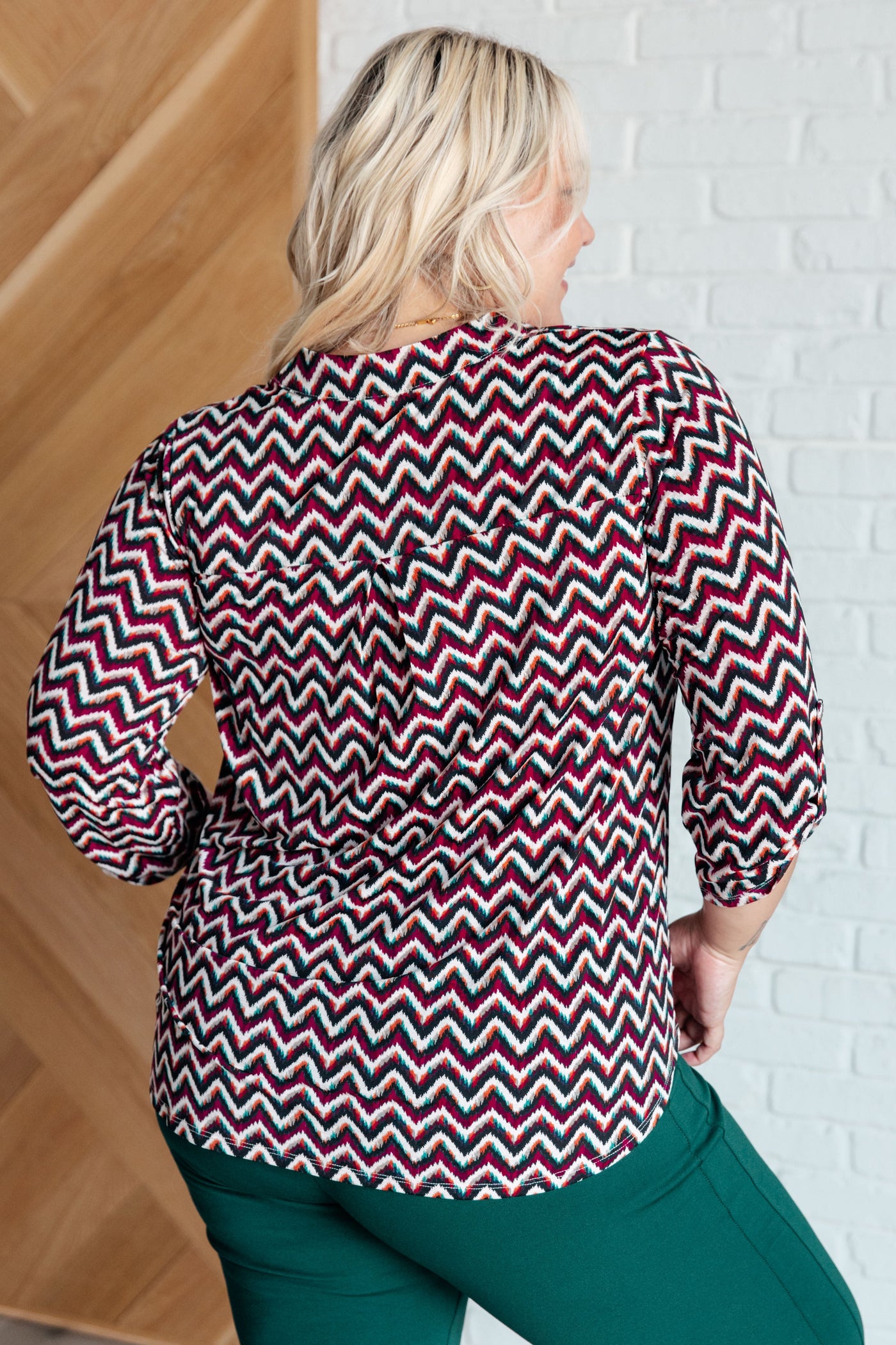 Lizzy Top in Magenta and Black Chevron