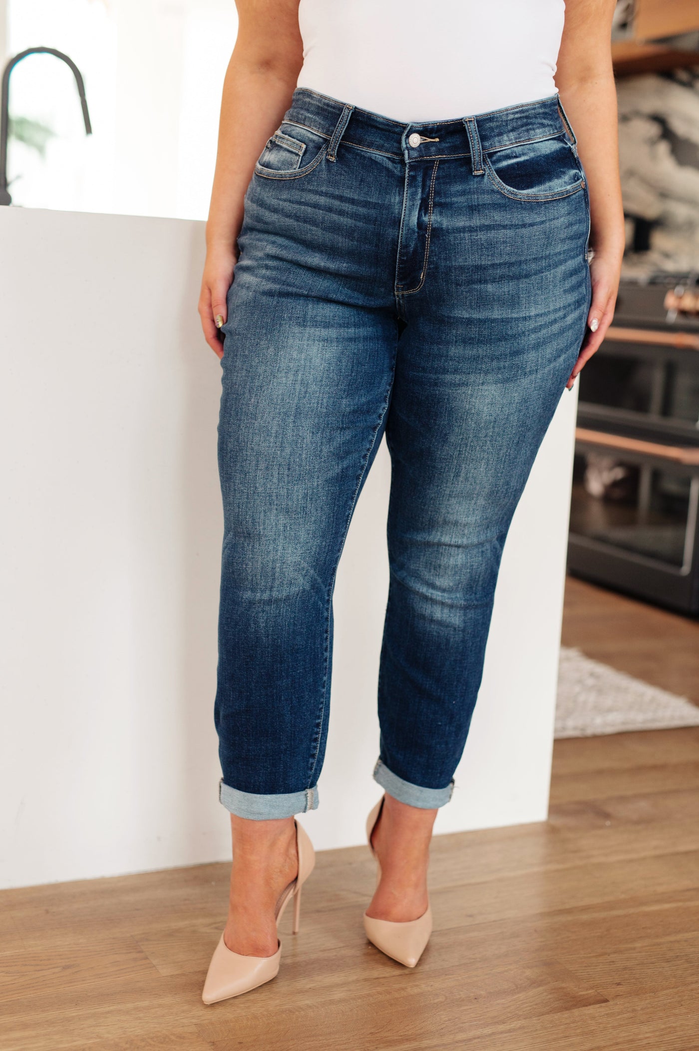 Judy Blue London Midrise Cuffed Boyfriend Jeans